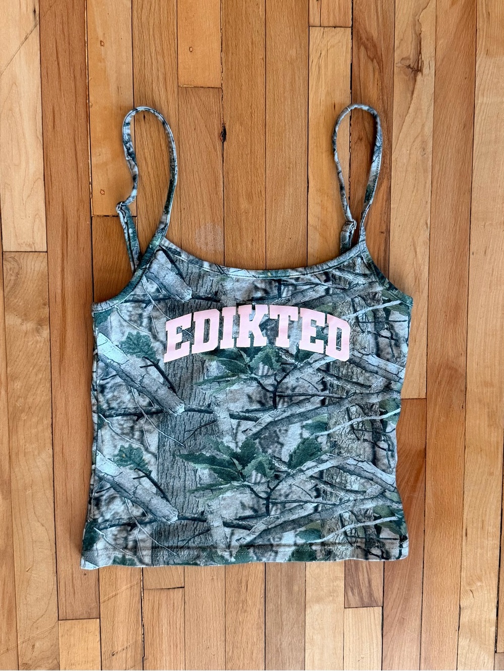 NWOT Edikted Camo Spaghetti Strap Tank Top